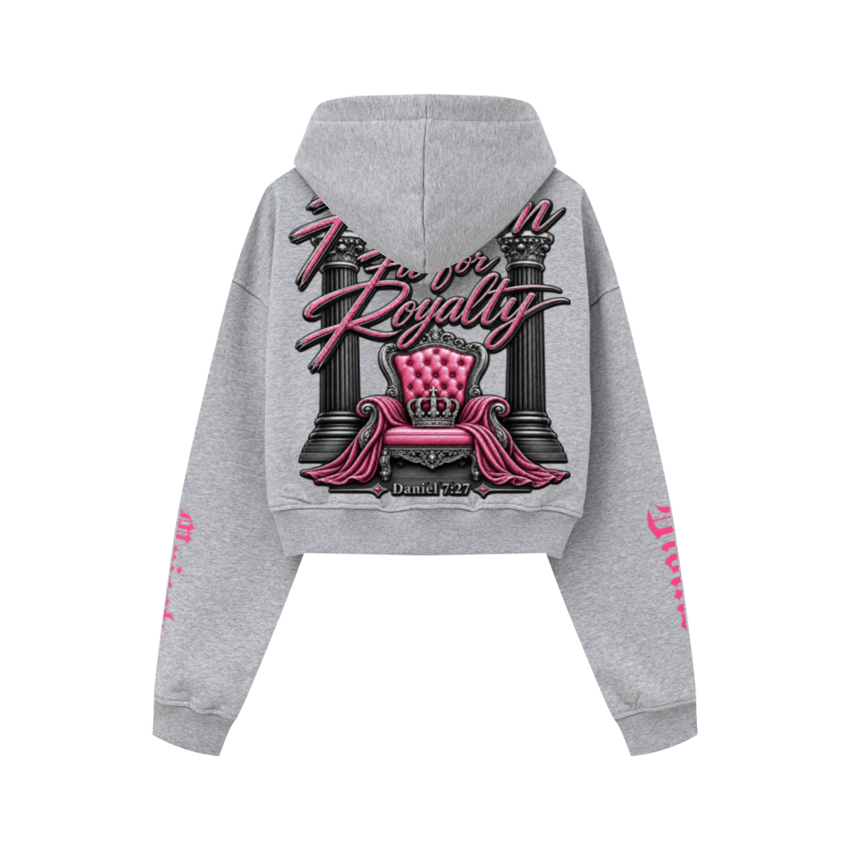 445GSM Women’s Cropped French Terry Hoodie Marled Gray