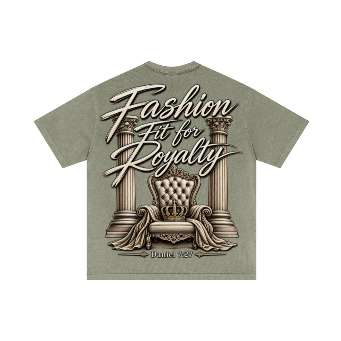 275GSM Unisex Double-Yarn 100% Cotton Plain-Wash T-shirt Greyish Green 
