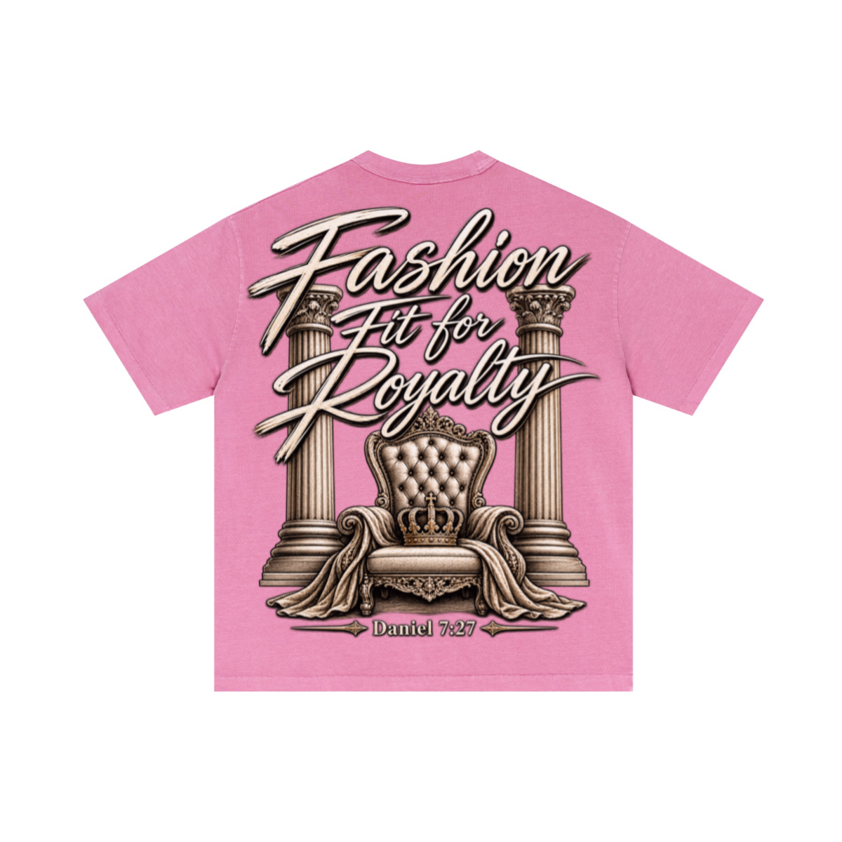 275GSM Unisex Double-Yarn 100% Cotton Plain-Wash T-shirt Rose Pink