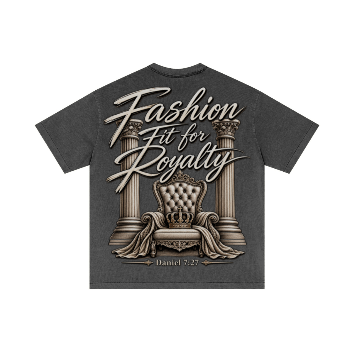 275GSM Unisex Double-Yarn 100% Cotton Plain-Wash T-shirt Dark Grey