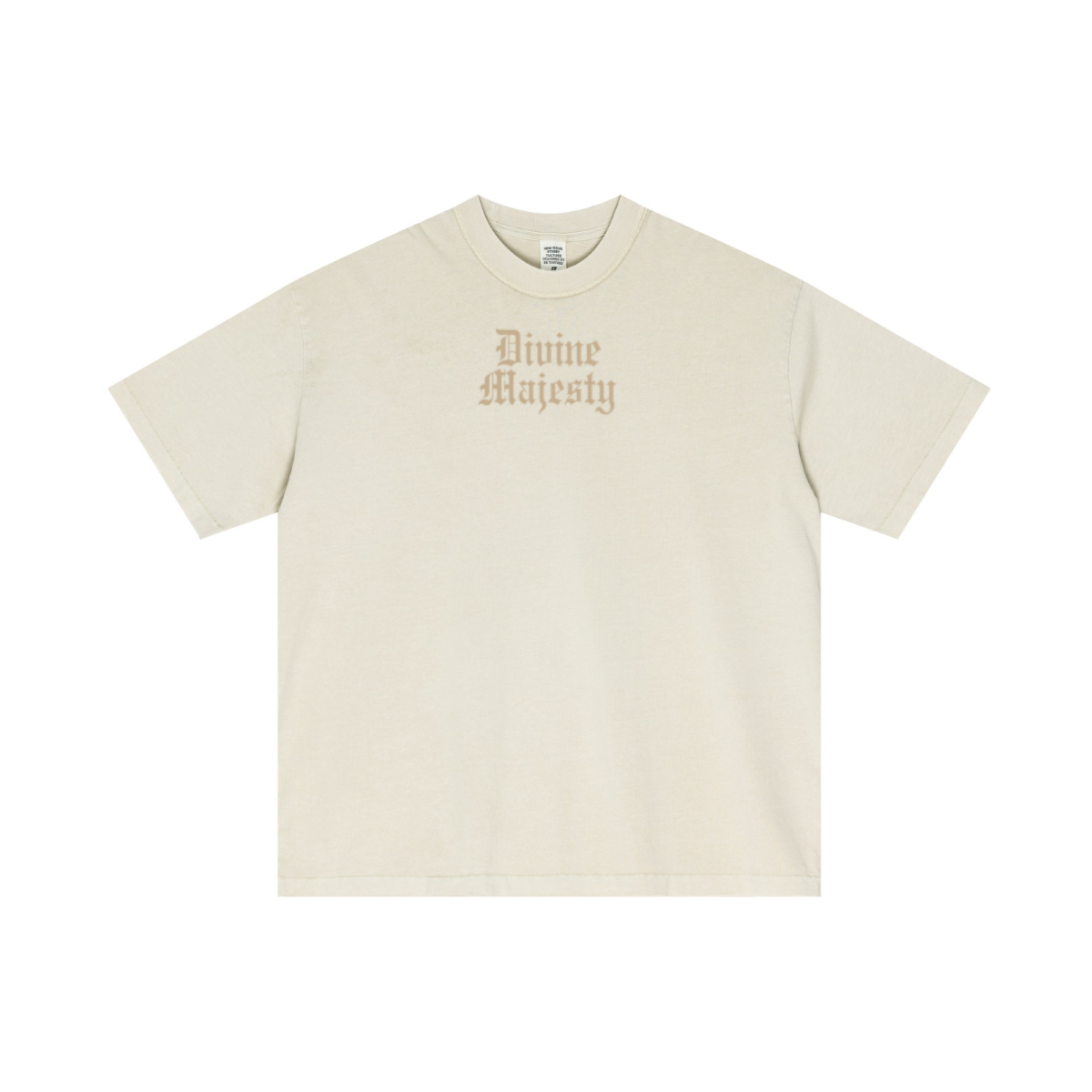 275GSM Unisex Double-Yarn 100% Cotton Plain-Wash T-shirt Apricot Grey