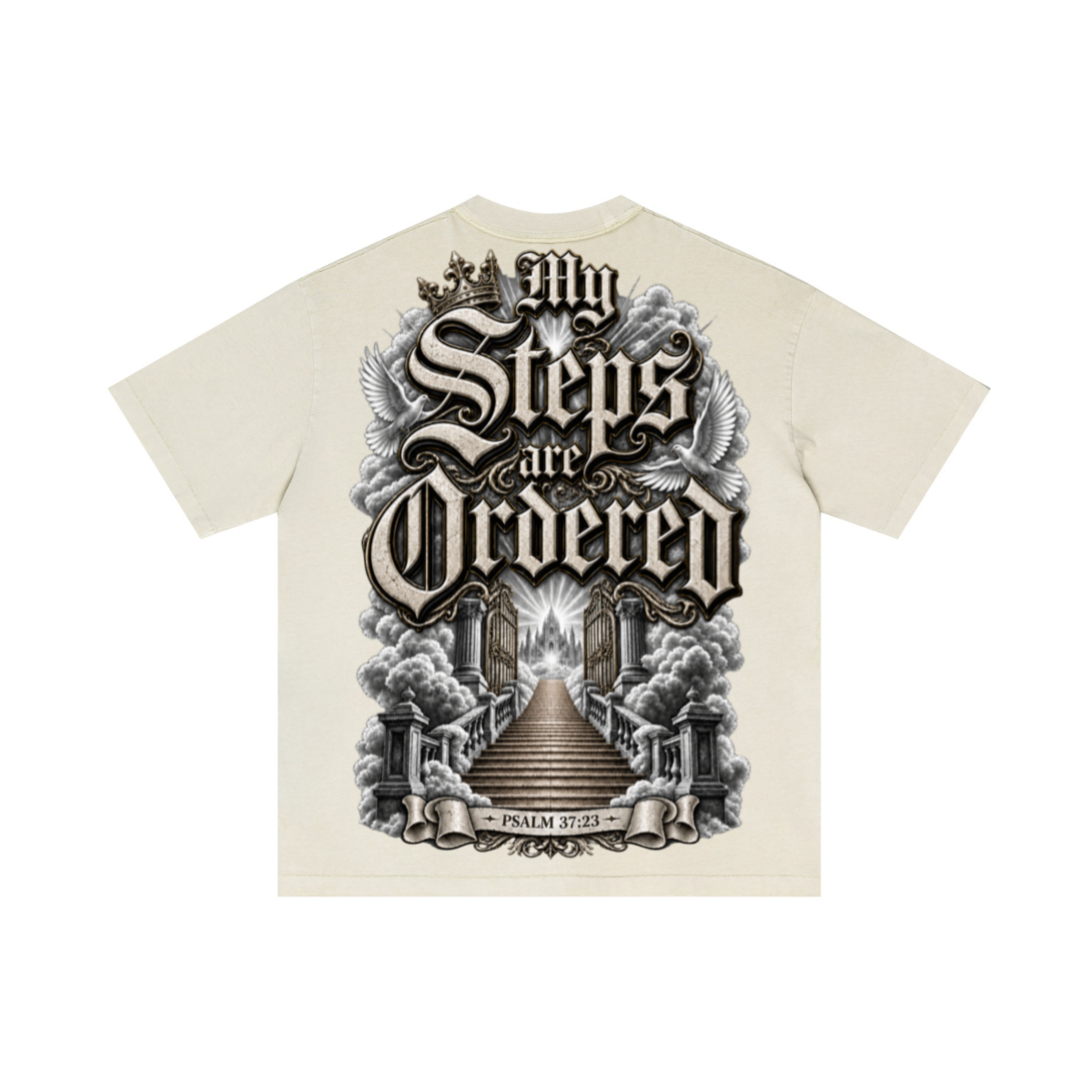 275GSM Unisex Double-Yarn 100% Cotton Plain-Wash T-shirt Apricot Grey
