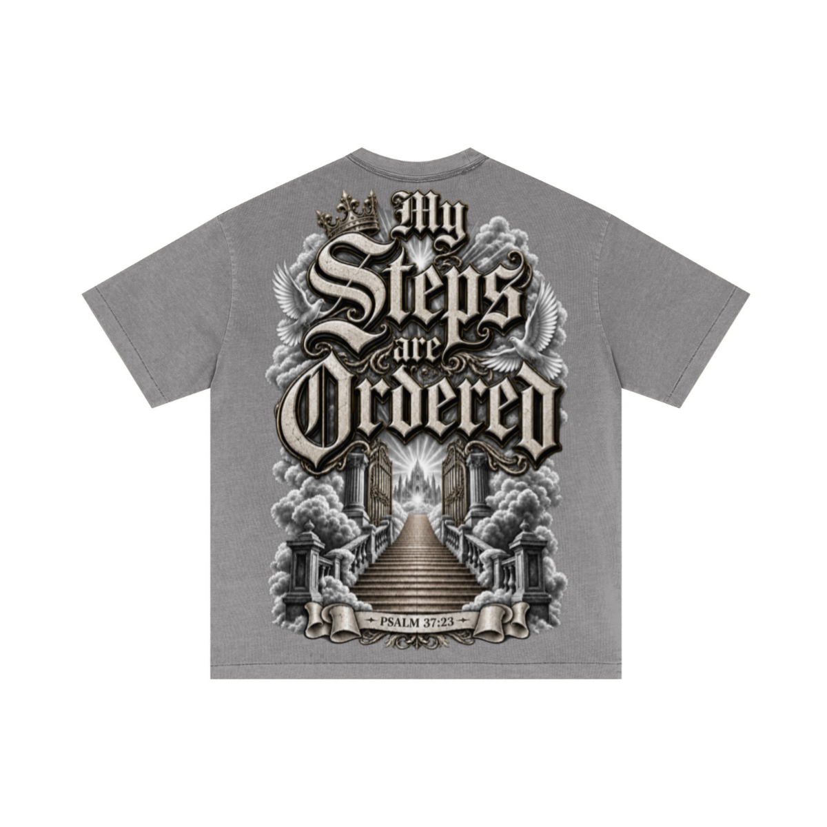 275GSM Unisex Double-Yarn 100% Cotton Plain-Wash T-shirt Medium Grey