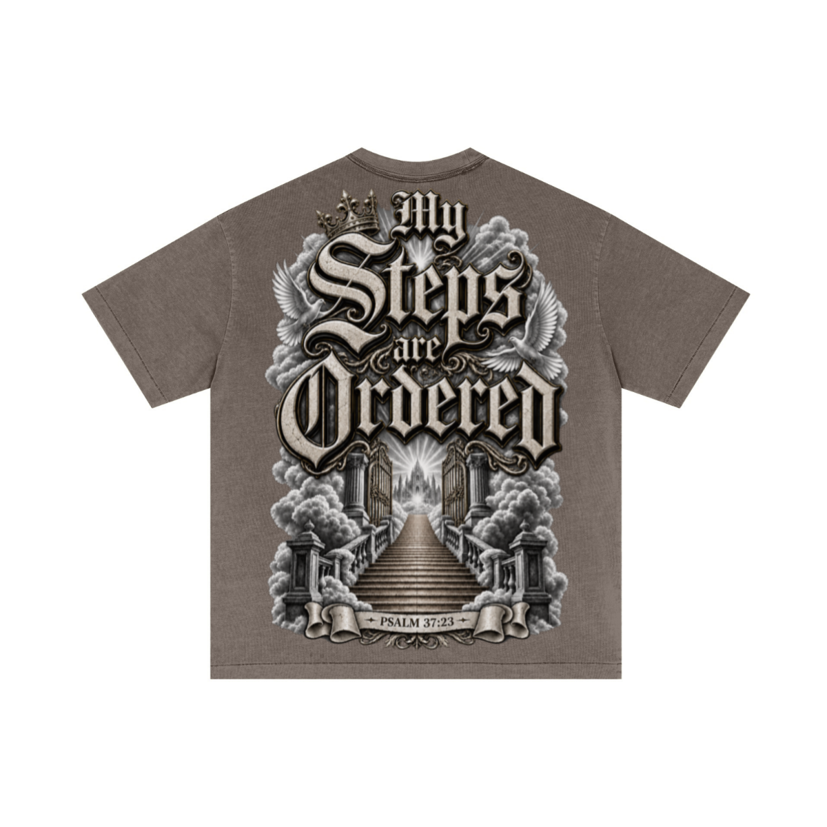275GSM Unisex Double-Yarn 100% Cotton Plain-Wash T-shirt Coffee Brown