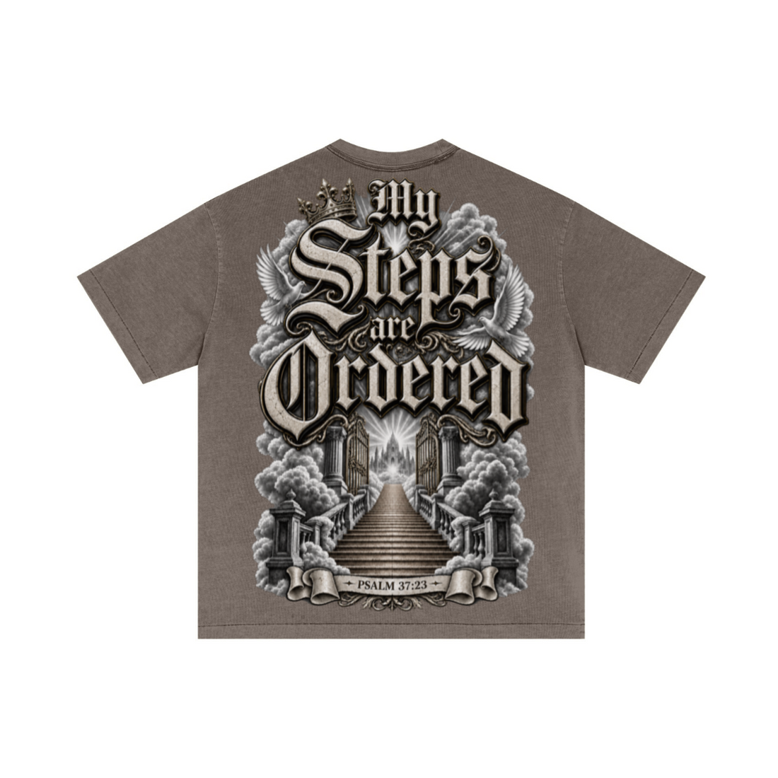275GSM Unisex Double-Yarn 100% Cotton Plain-Wash T-shirt Coffee Brown