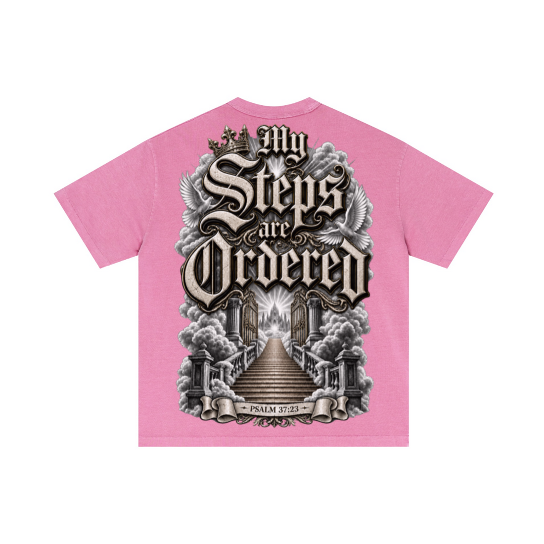 275GSM Unisex Double-Yarn 100% Cotton Plain-Wash T-shirt Rose Pink