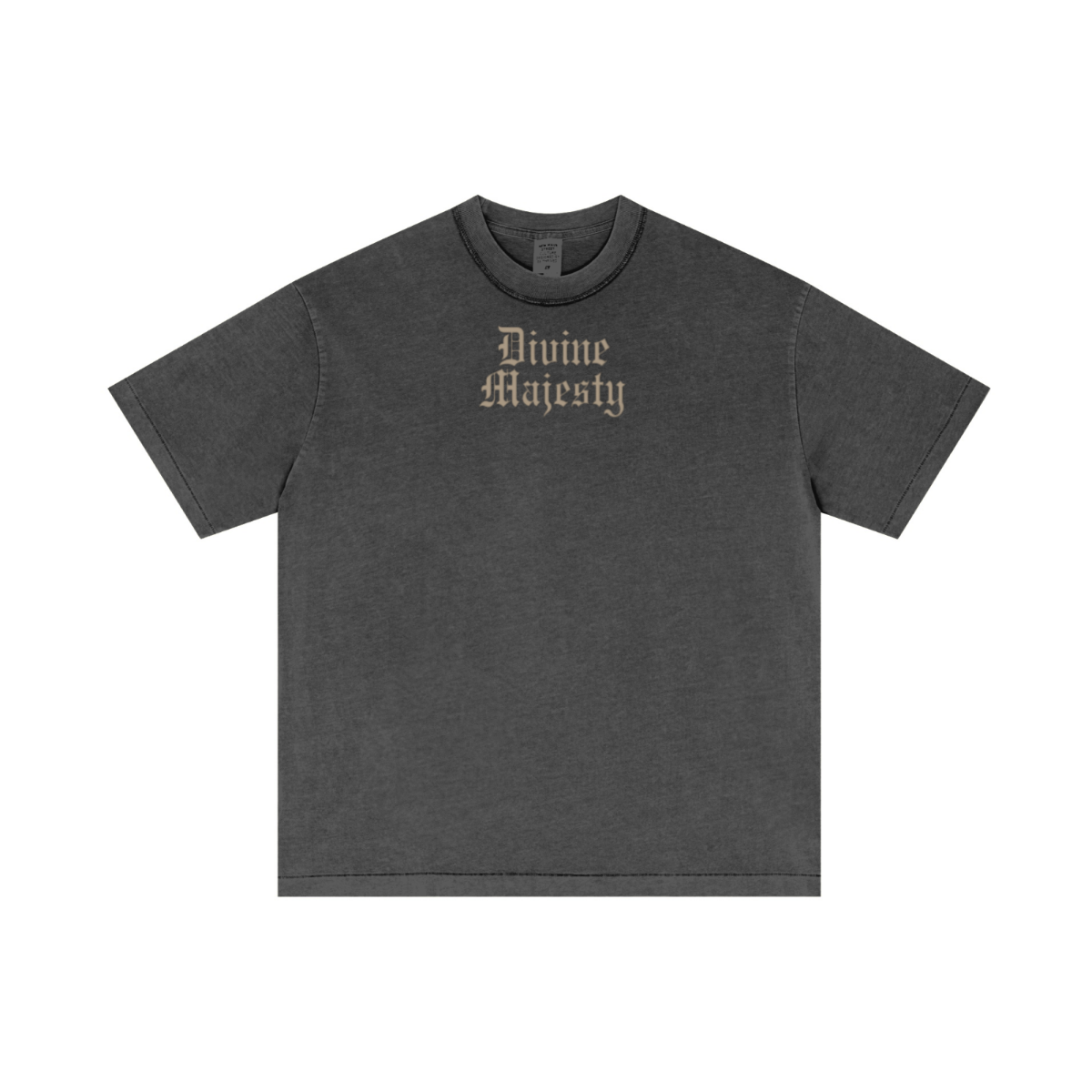 275GSM Unisex Double-Yarn 100% Cotton Plain-Wash T-shirt Dark Grey