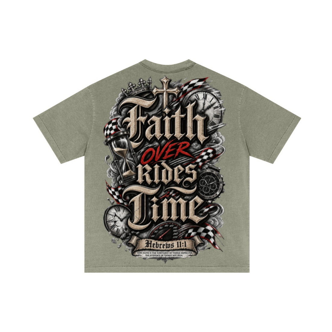 275GSM Unisex Double-Yarn 100% Cotton Plain-Wash T-shirt Greyish Green 