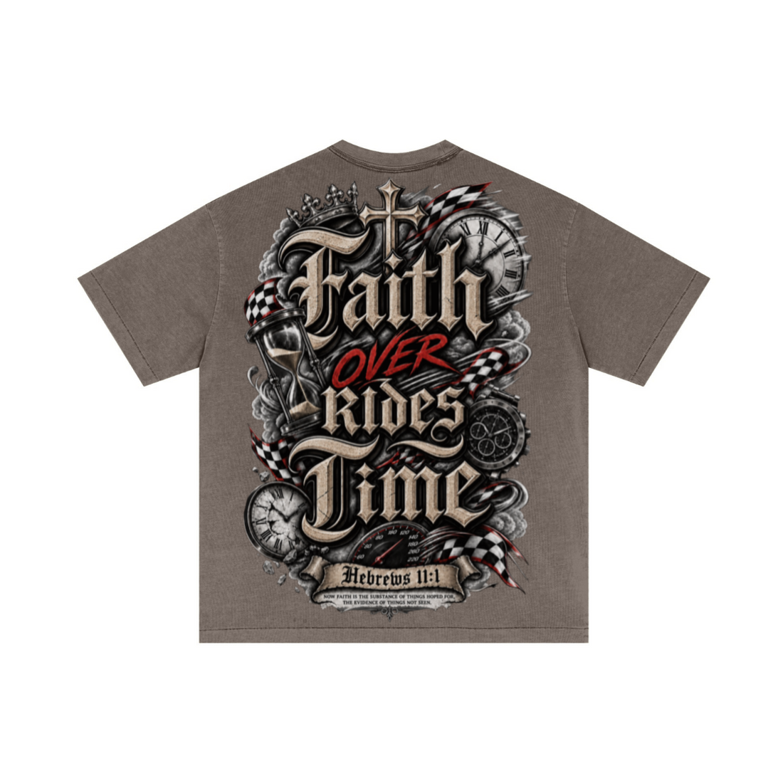 275GSM Unisex Double-Yarn 100% Cotton Plain-Wash T-shirt Coffee Brown