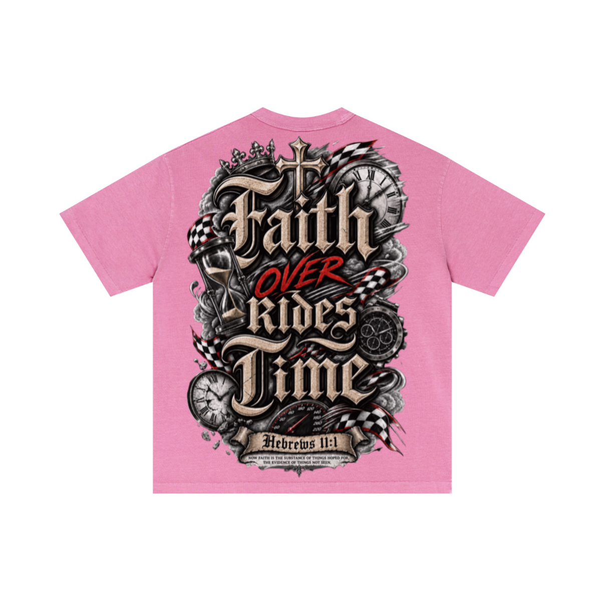275GSM Unisex Double-Yarn 100% Cotton Plain-Wash T-shirt Rose Pink