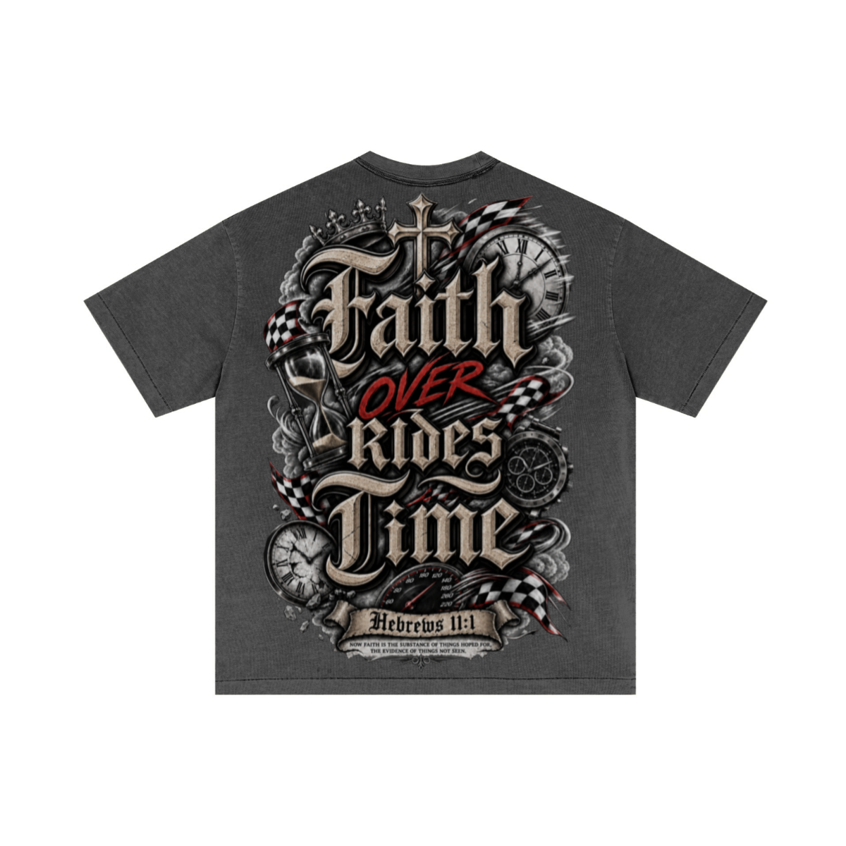 275GSM Unisex Double-Yarn 100% Cotton Plain-Wash T-shirt Dark Grey