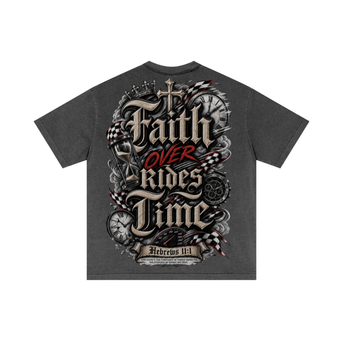 275GSM Unisex Double-Yarn 100% Cotton Plain-Wash T-shirt Dark Grey