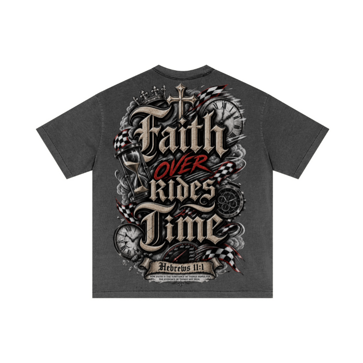 275GSM Unisex Double-Yarn 100% Cotton Plain-Wash T-shirt Dark Grey