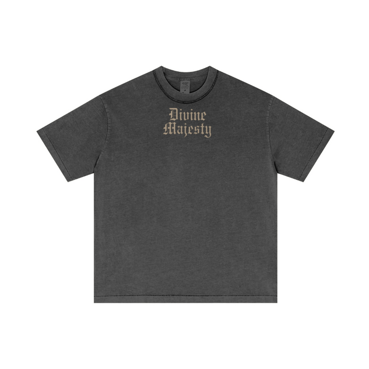 275GSM Unisex Double-Yarn 100% Cotton Plain-Wash T-shirt Dark Grey
