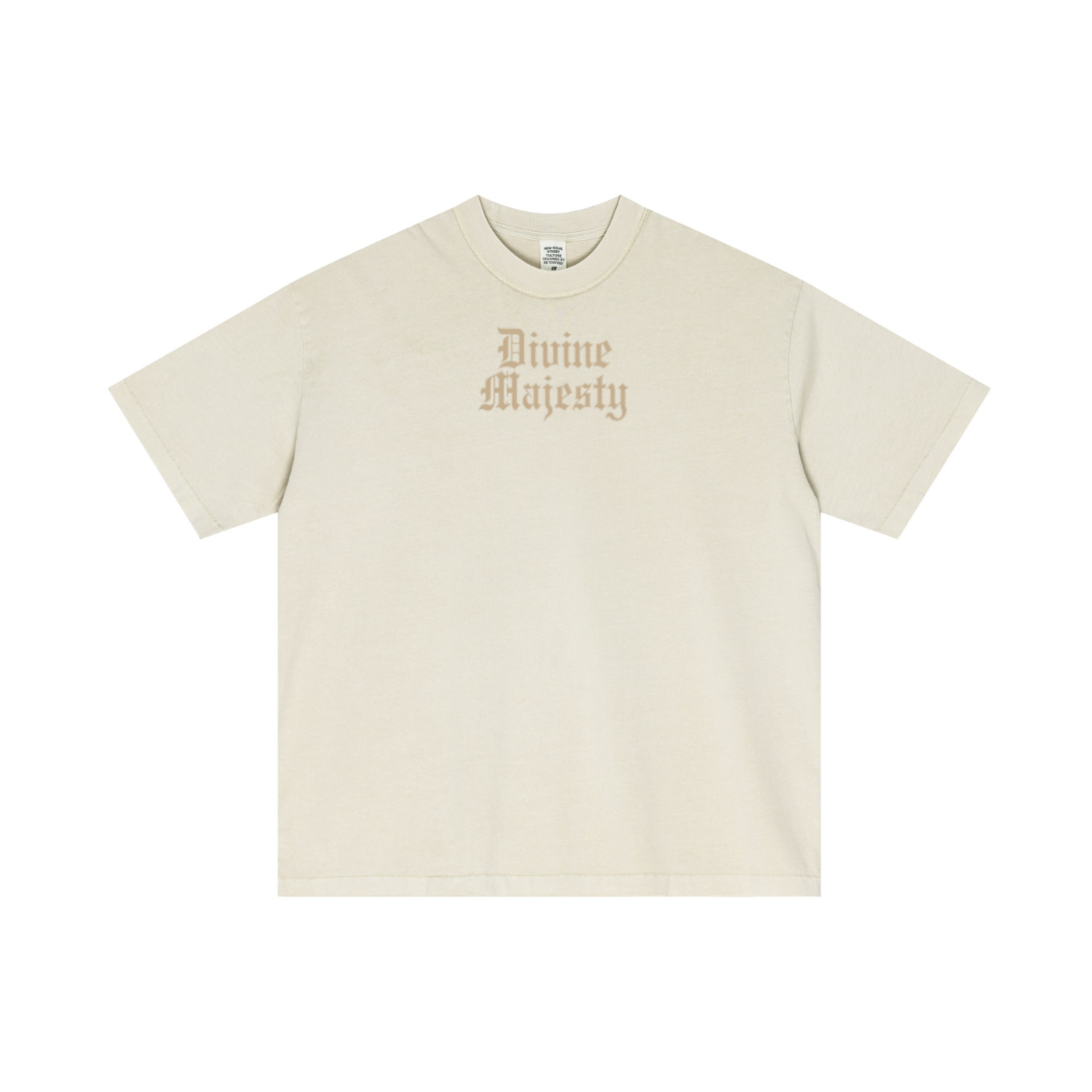 275GSM Unisex Double-Yarn 100% Cotton Plain-Wash T-shirt Apricot Grey