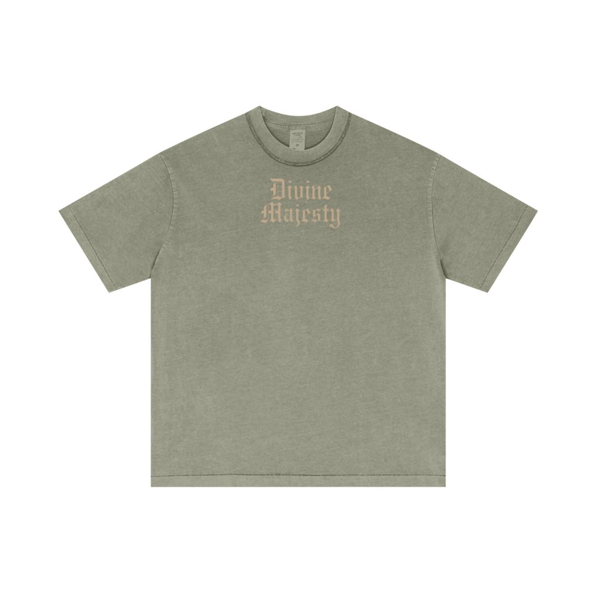 275GSM Unisex Double-Yarn 100% Cotton Plain-Wash T-shirt Greyish Green 