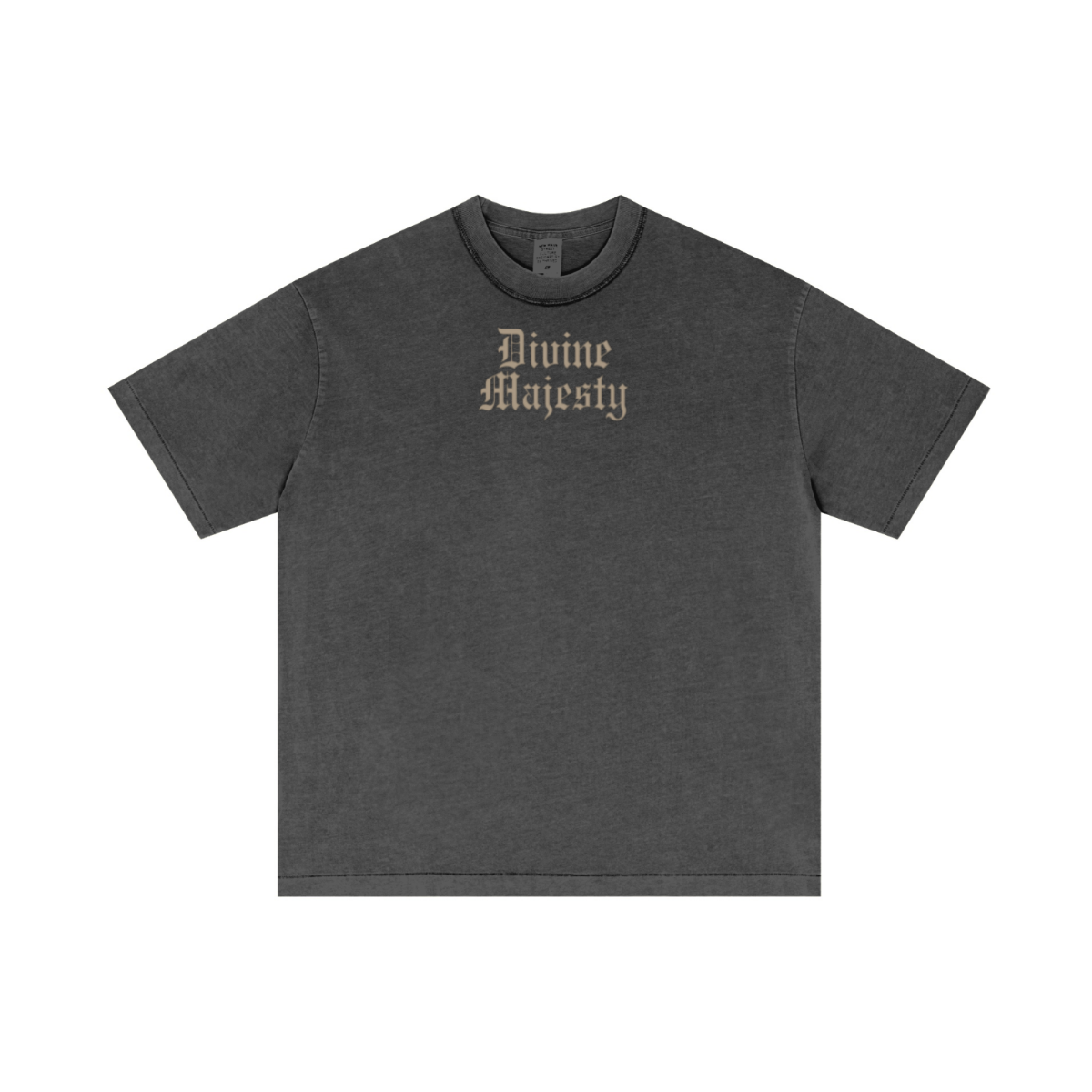 275GSM Unisex Double-Yarn 100% Cotton Plain-Wash T-shirt Dark Grey