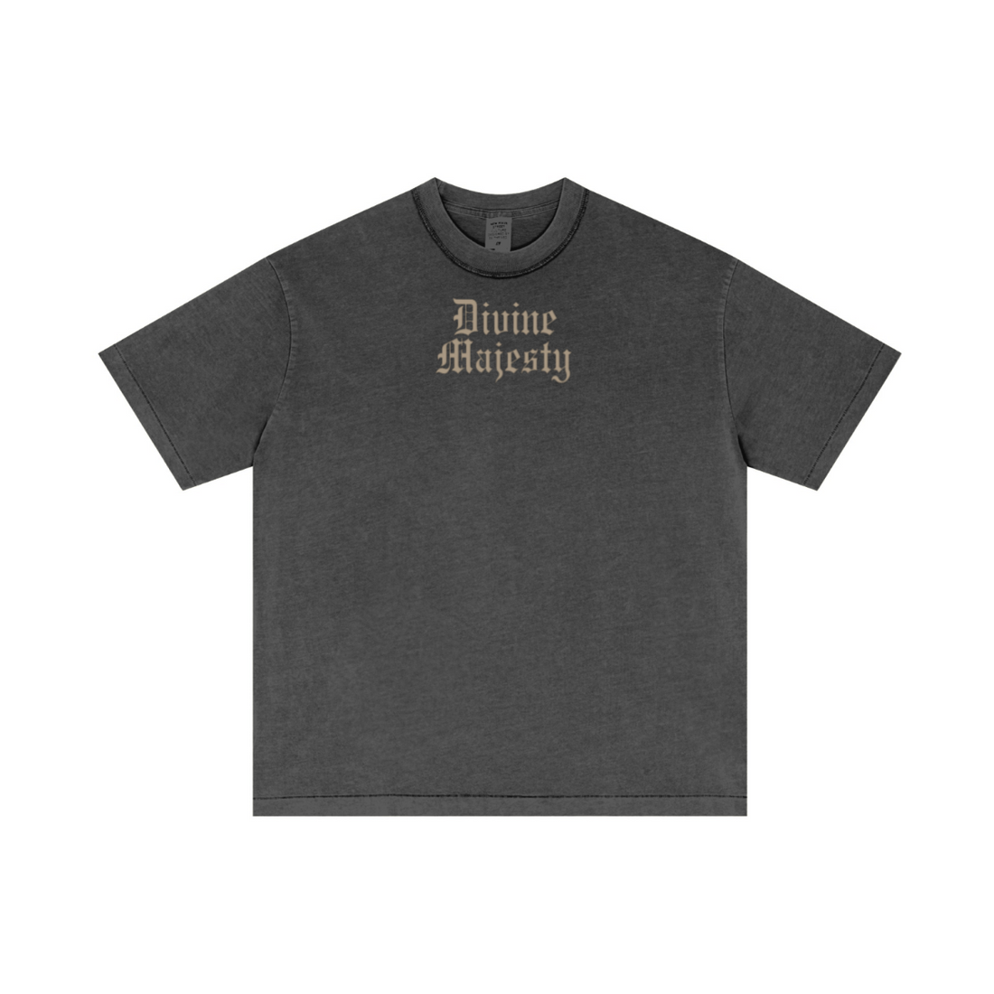 275GSM Unisex Double-Yarn 100% Cotton Plain-Wash T-shirt Dark Grey