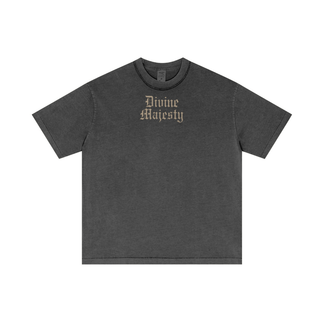 275GSM Unisex Double-Yarn 100% Cotton Plain-Wash T-shirt Dark Grey