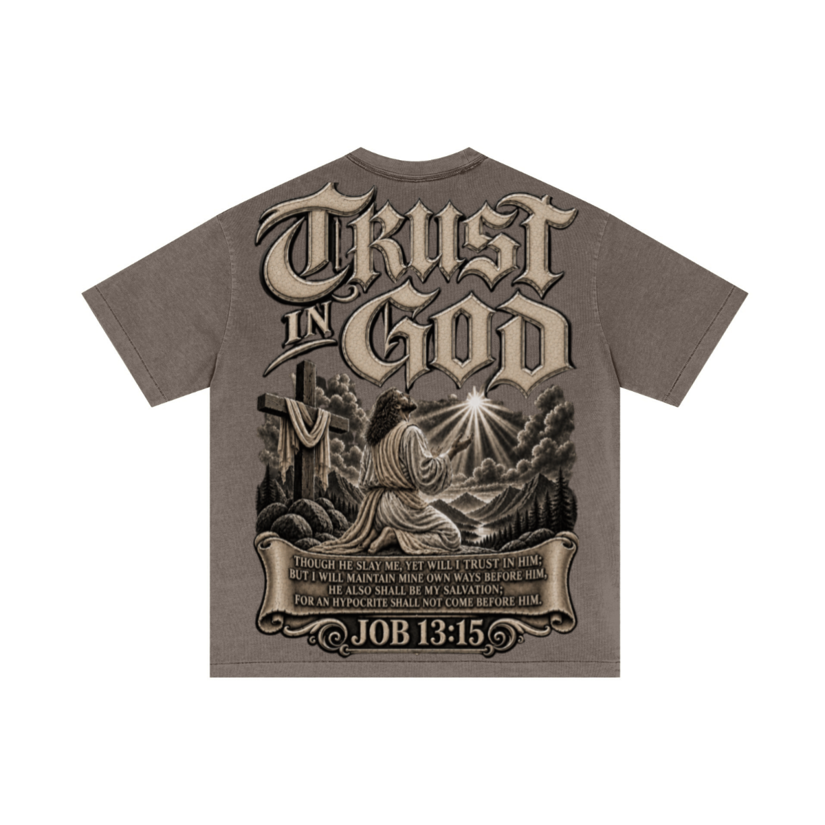 275GSM Unisex Double-Yarn 100% Cotton Plain-Wash T-shirt Coffee Brown