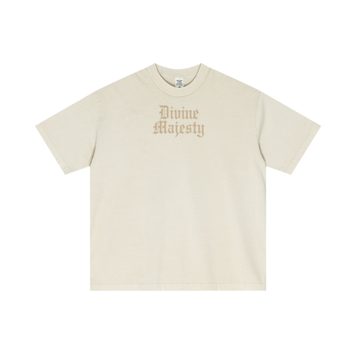 275GSM Unisex Double-Yarn 100% Cotton Plain-Wash T-shirt Apricot Grey