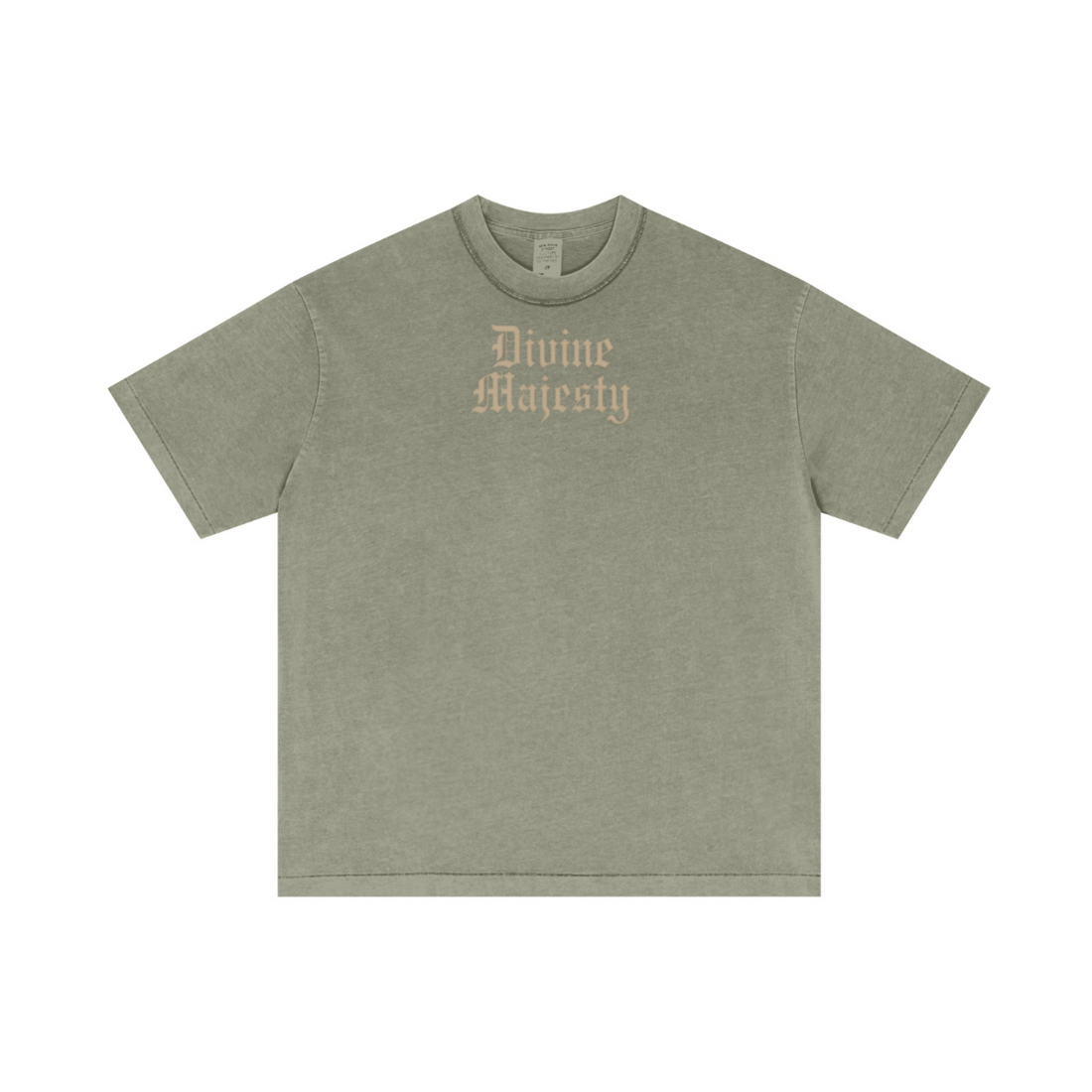 275GSM Unisex Double-Yarn 100% Cotton Plain-Wash T-shirt Greyish Green 