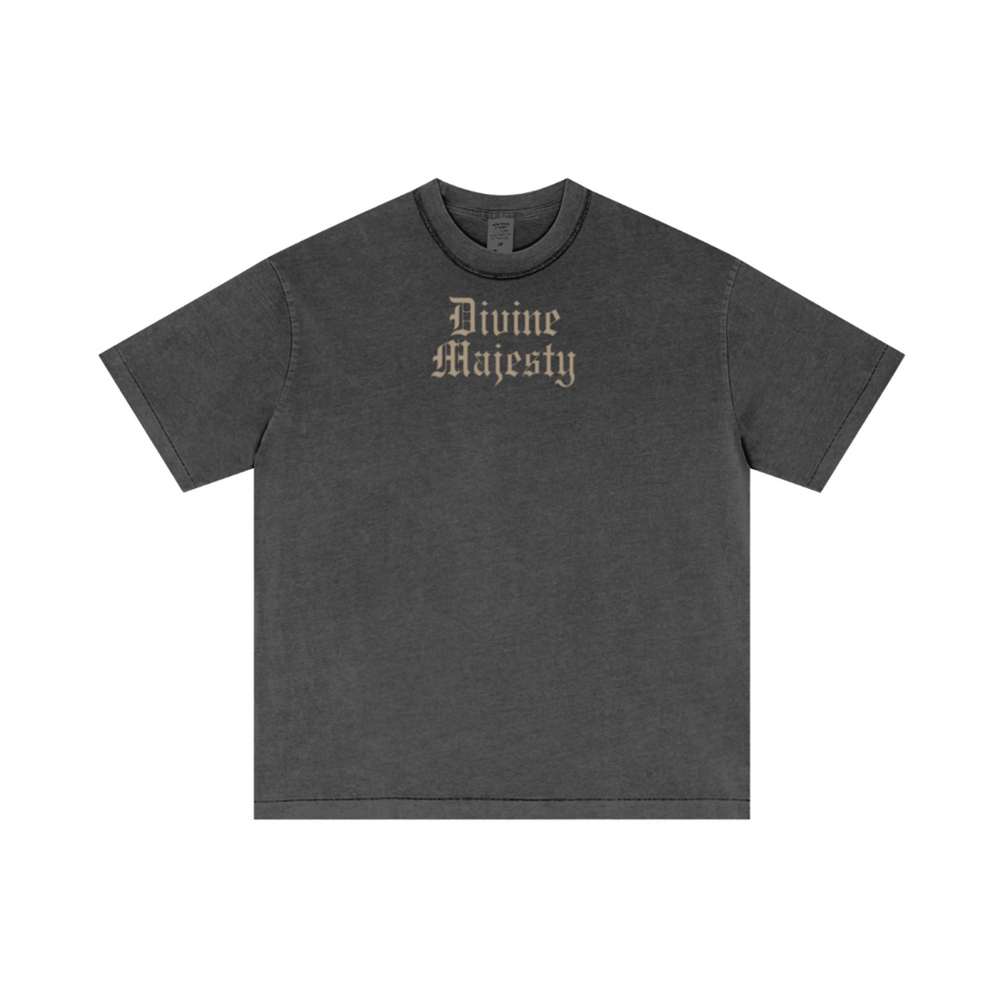 275GSM Unisex Double-Yarn 100% Cotton Plain-Wash T-shirt Dark Grey