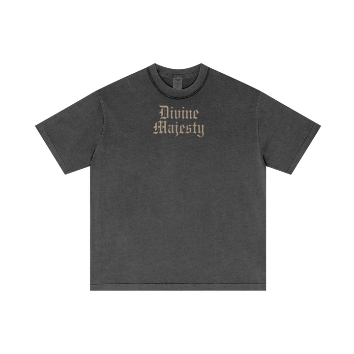275GSM Unisex Double-Yarn 100% Cotton Plain-Wash T-shirt Dark Grey