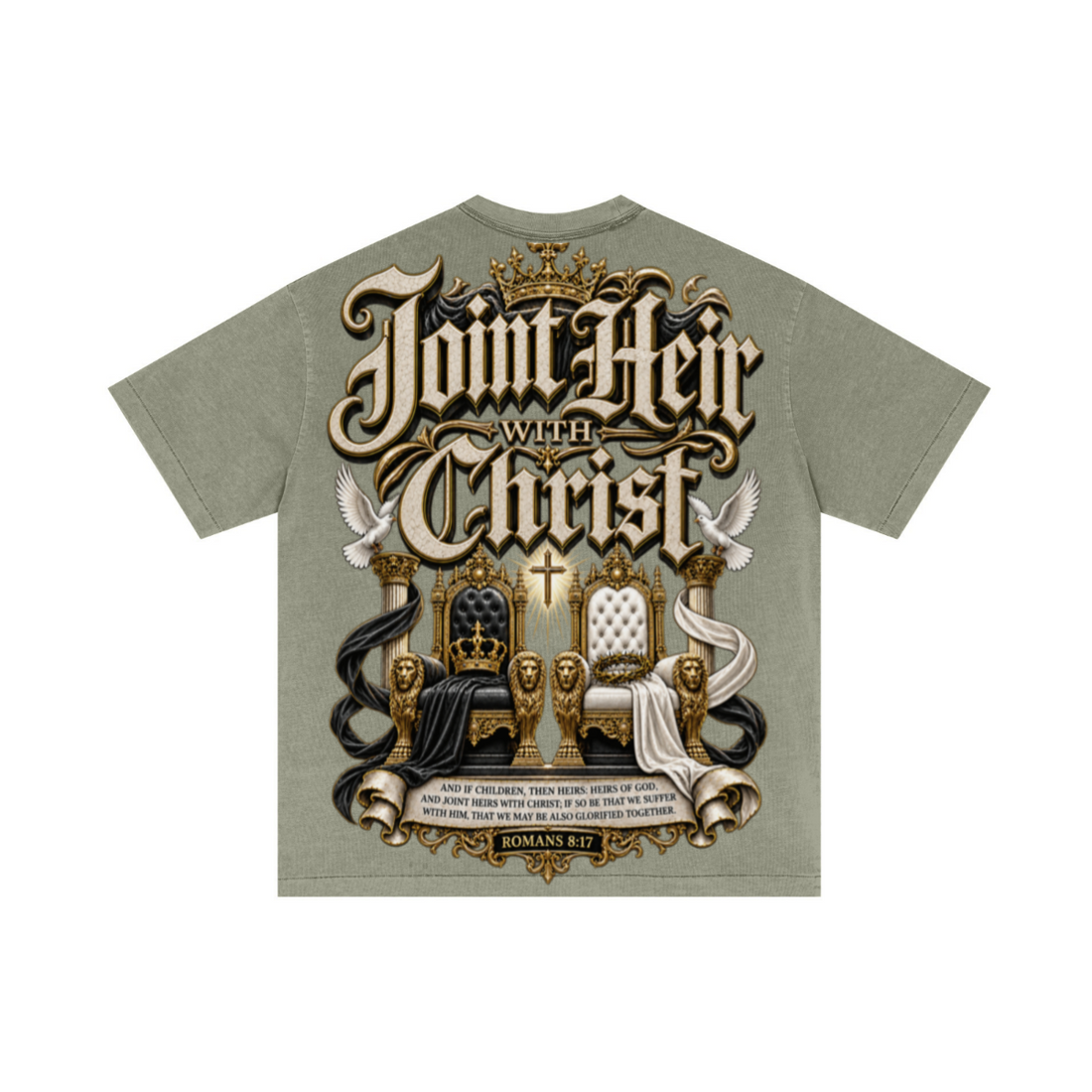 275GSM Unisex Double-Yarn 100% Cotton Plain-Wash T-shirt Greyish Green 