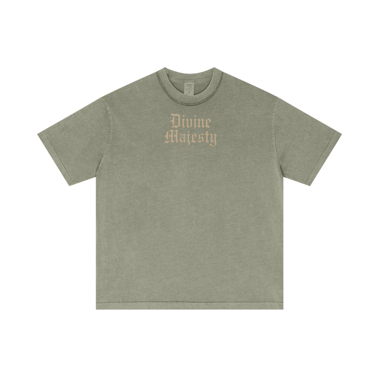 275GSM Unisex Double-Yarn 100% Cotton Plain-Wash T-shirt Greyish Green 