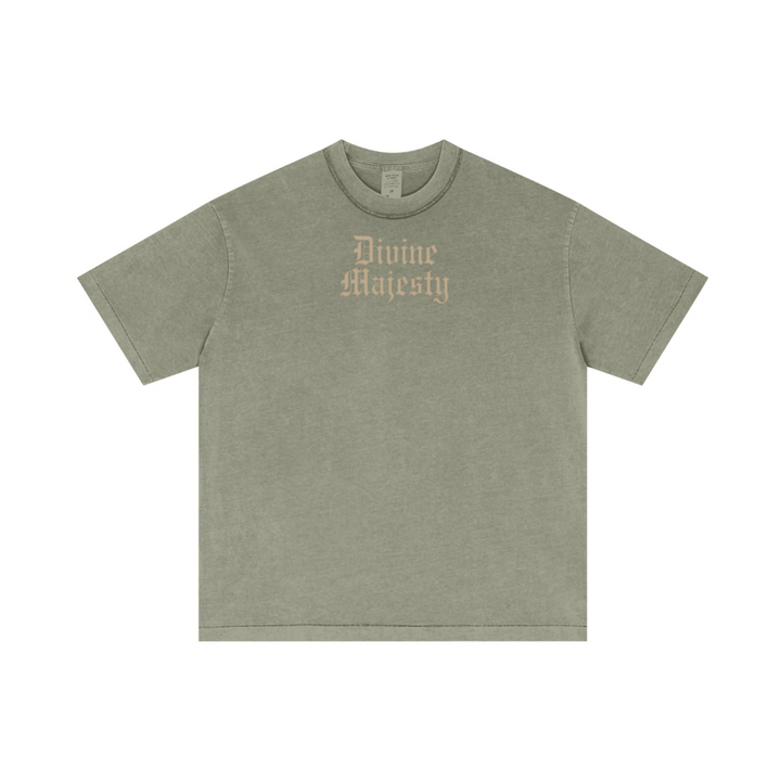 275GSM Unisex Double-Yarn 100% Cotton Plain-Wash T-shirt Greyish Green 