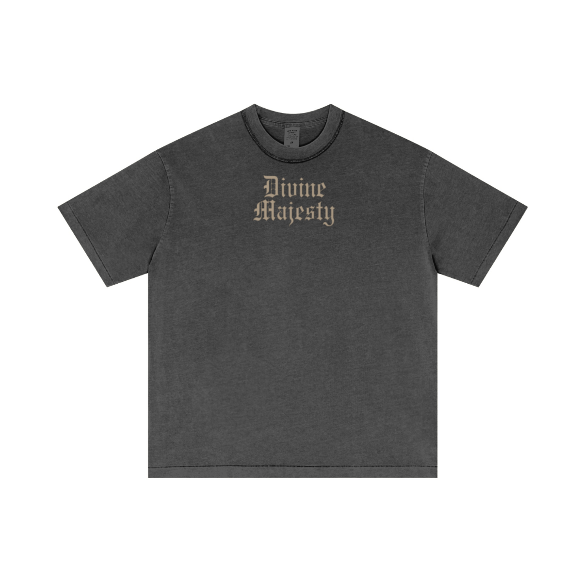 275GSM Unisex Double-Yarn 100% Cotton Plain-Wash T-shirt Dark Grey