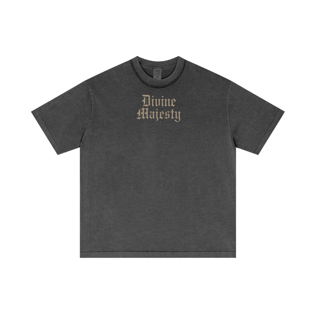 275GSM Unisex Double-Yarn 100% Cotton Plain-Wash T-shirt Dark Grey