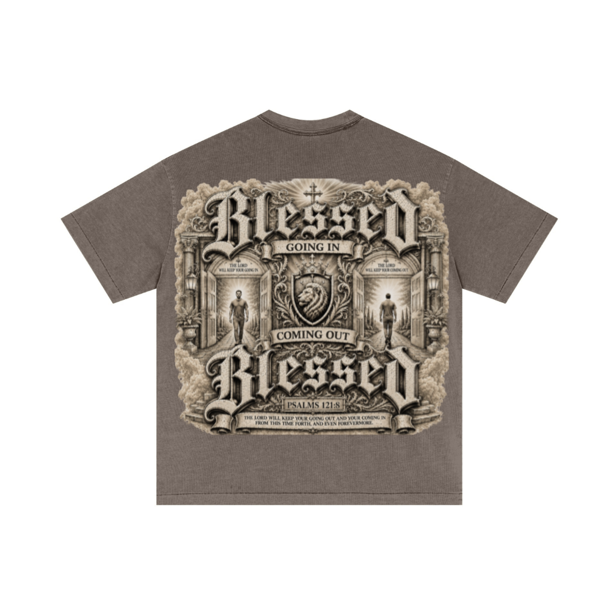 275GSM Unisex Double-Yarn 100% Cotton Plain-Wash T-shirt Coffee Brown