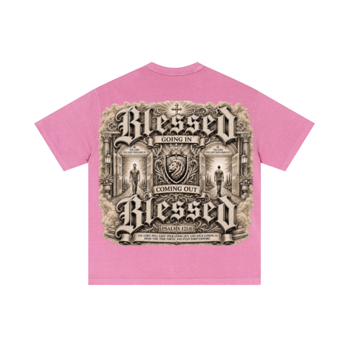 275GSM Unisex Double-Yarn 100% Cotton Plain-Wash T-shirt Rose Pink