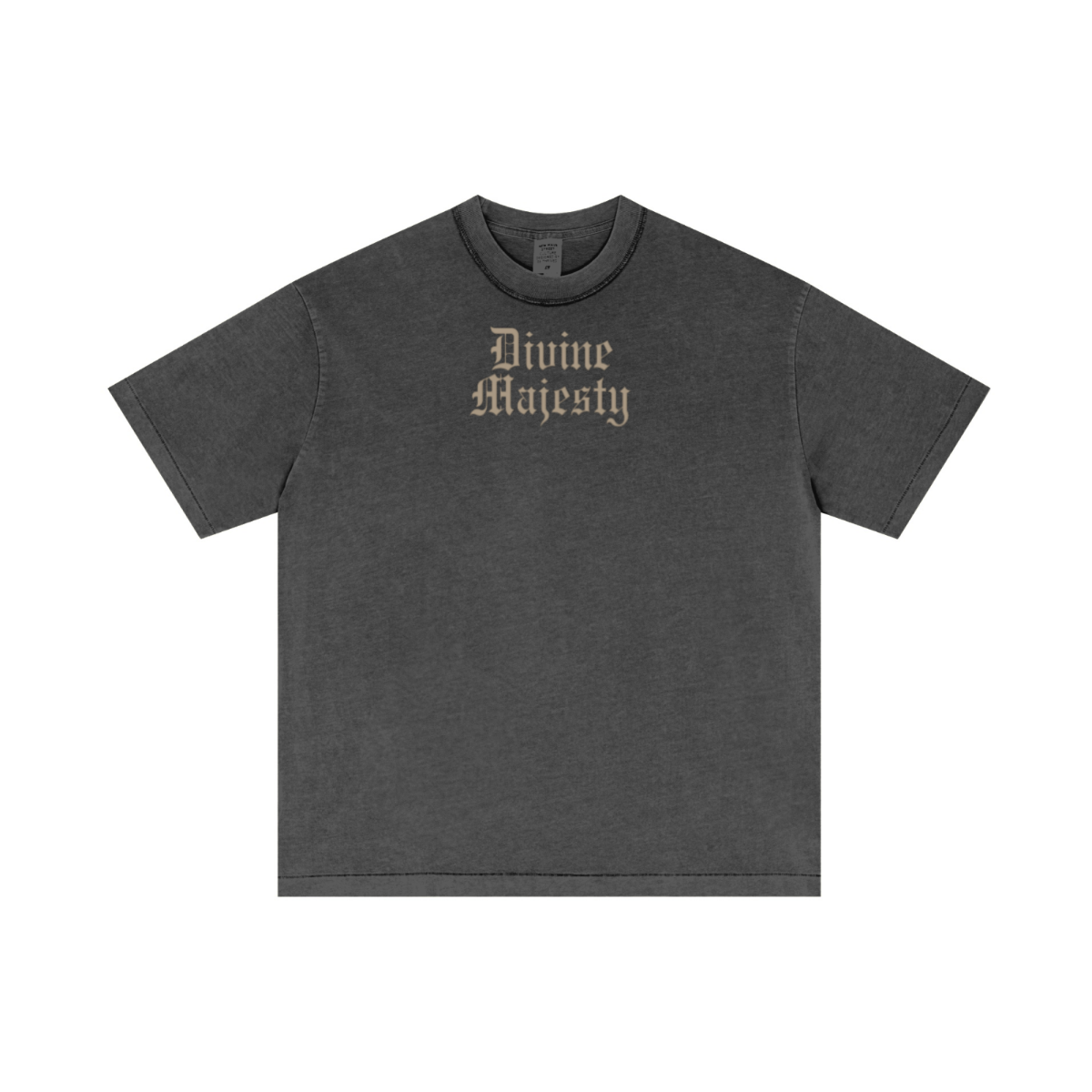 275GSM Unisex Double-Yarn 100% Cotton Plain-Wash T-shirt Dark Grey