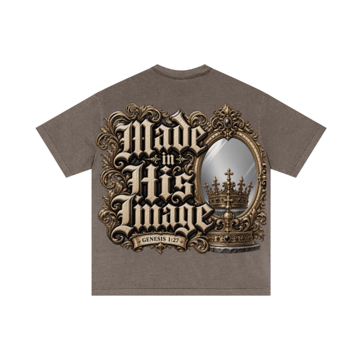 275GSM Unisex Double-Yarn 100% Cotton Plain-Wash T-shirt Coffee Brown