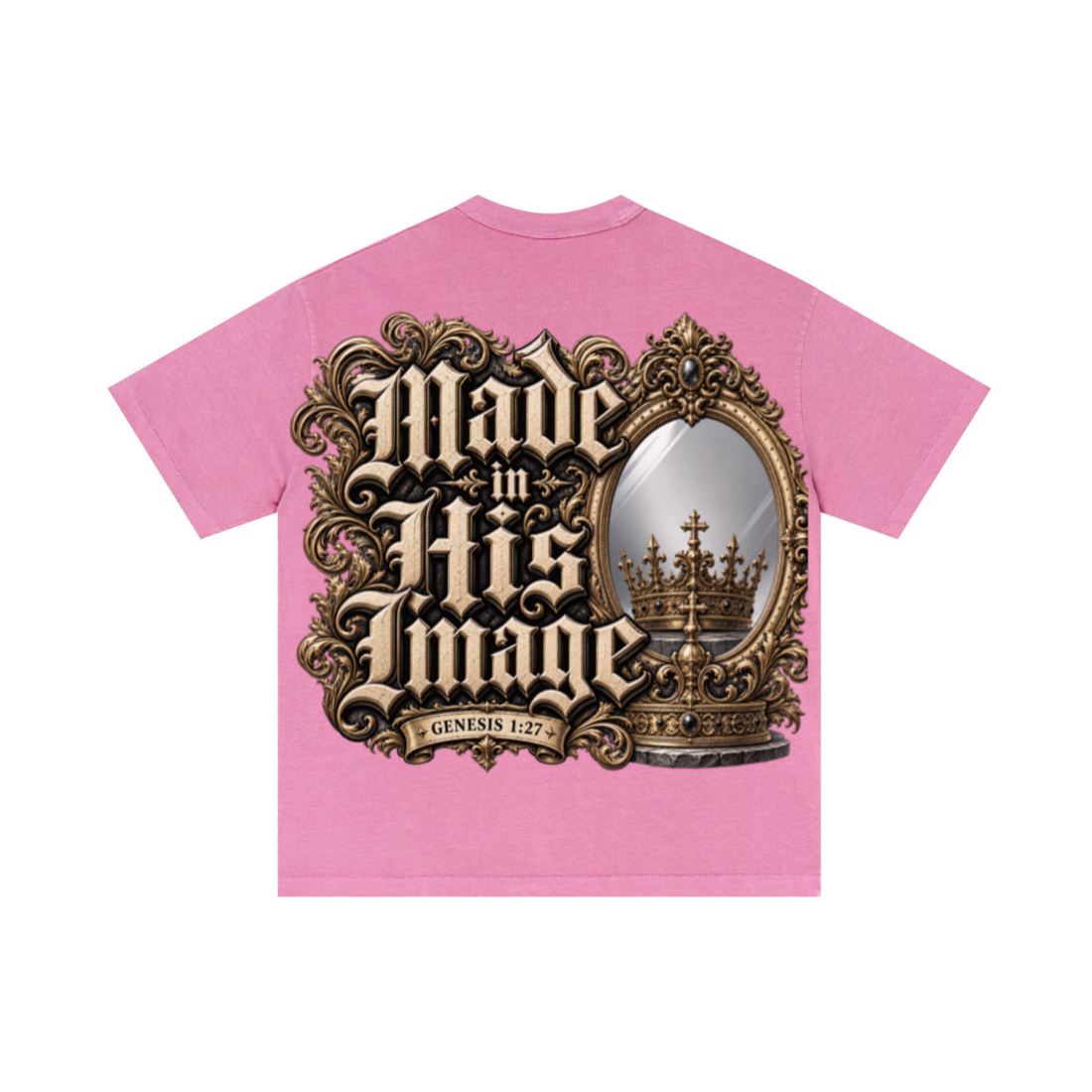 275GSM Unisex Double-Yarn 100% Cotton Plain-Wash T-shirt Rose Pink