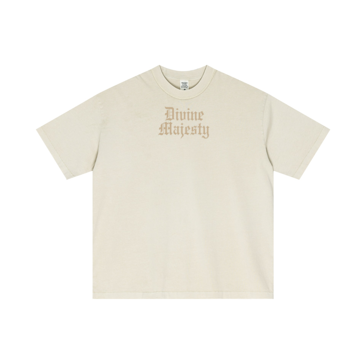275GSM Unisex Double-Yarn 100% Cotton Plain-Wash T-shirt Apricot Grey