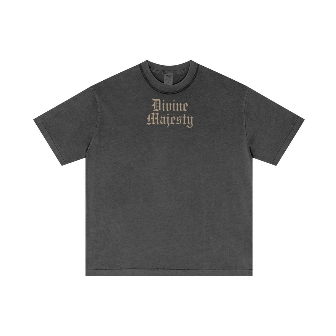 275GSM Unisex Double-Yarn 100% Cotton Plain-Wash T-shirt Dark Grey