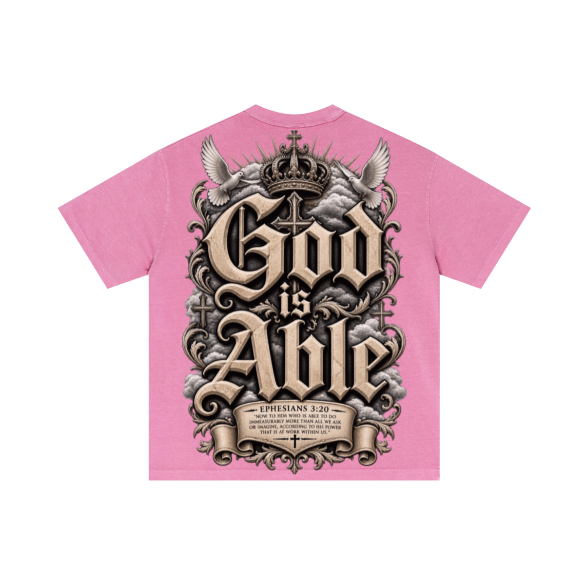 275GSM Unisex Double-Yarn 100% Cotton Plain-Wash T-shirt Rose Pink