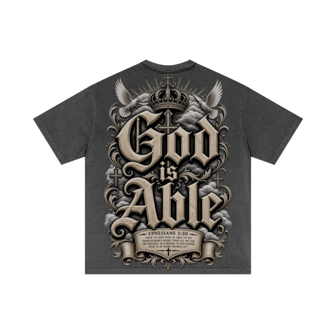 275GSM Unisex Double-Yarn 100% Cotton Plain-Wash T-shirt Dark Grey