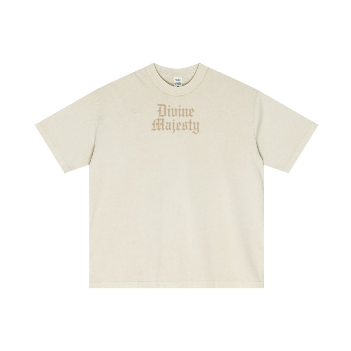 275GSM Unisex Double-Yarn 100% Cotton Plain-Wash T-shirt Apricot Grey