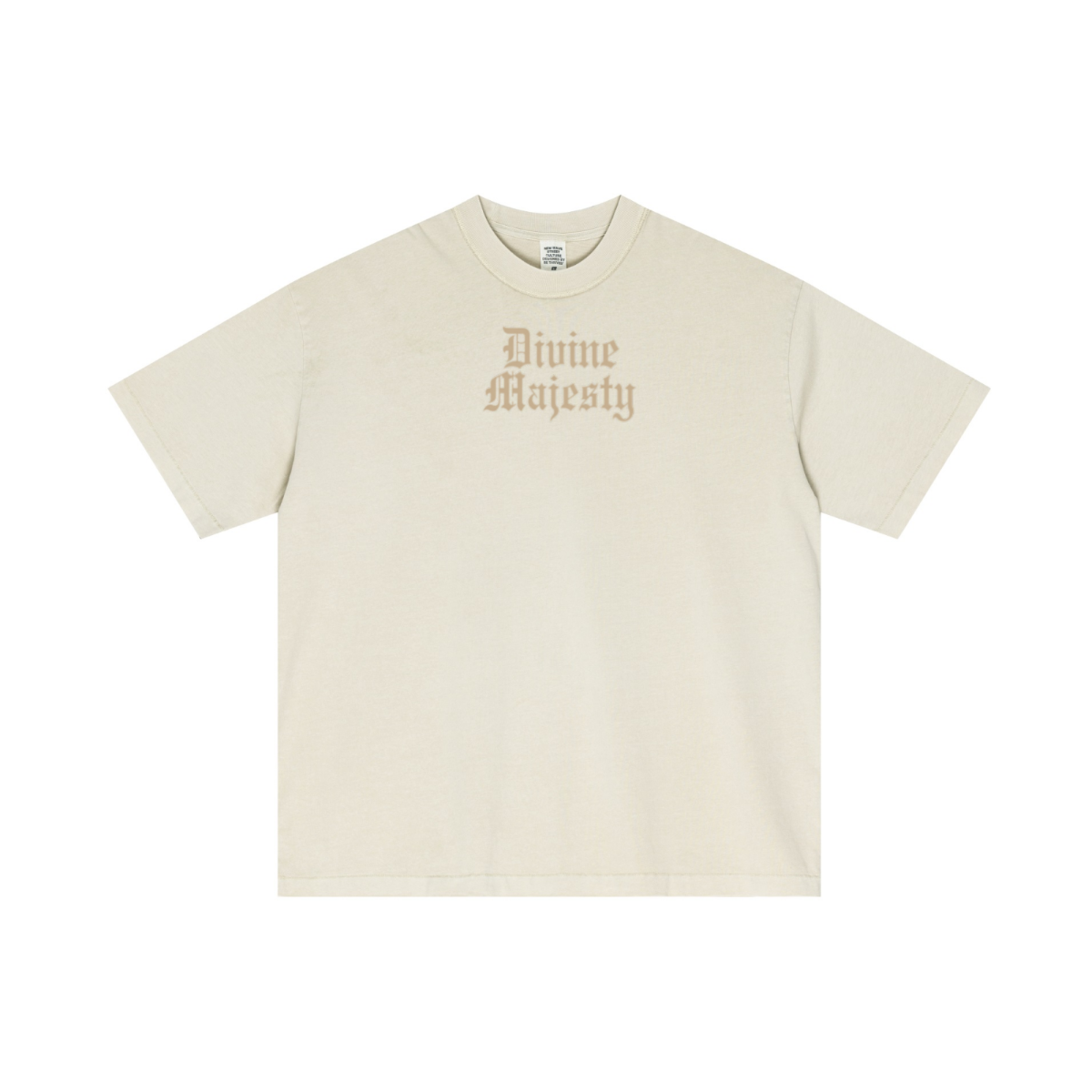 275GSM Unisex Double-Yarn 100% Cotton Plain-Wash T-shirt Apricot Grey