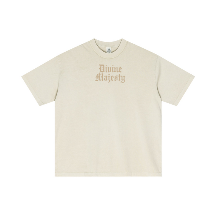 275GSM Unisex Double-Yarn 100% Cotton Plain-Wash T-shirt Apricot Grey