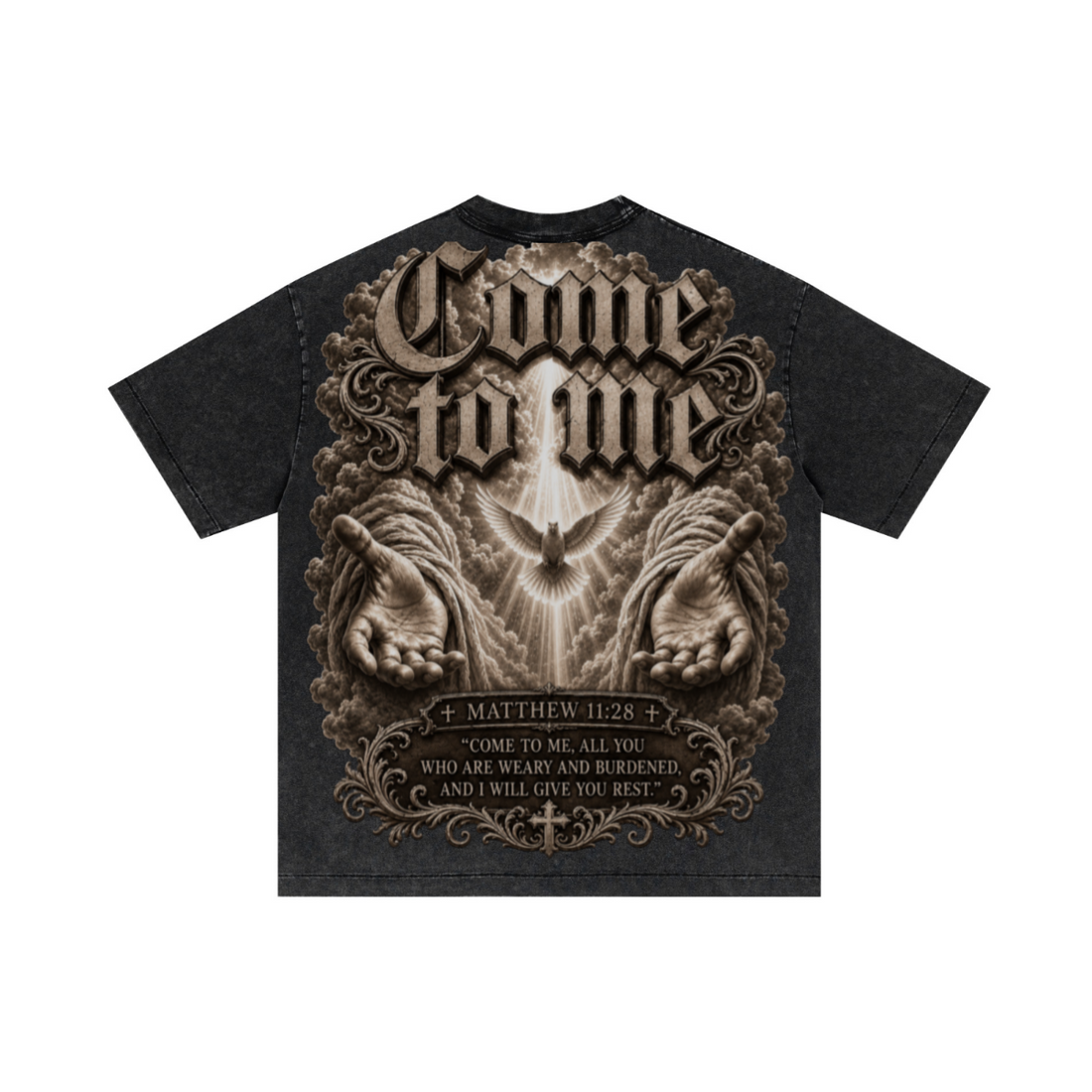 275GSM Unisex Double-Yarn 100% Cotton Plain-Wash T-shirt Snowflake Wash