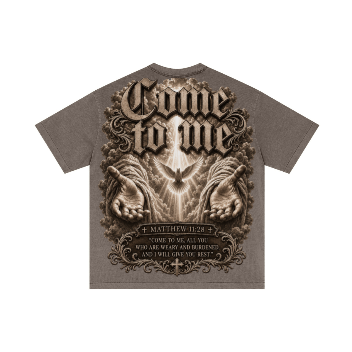 275GSM Unisex Double-Yarn 100% Cotton Plain-Wash T-shirt Coffee Brown