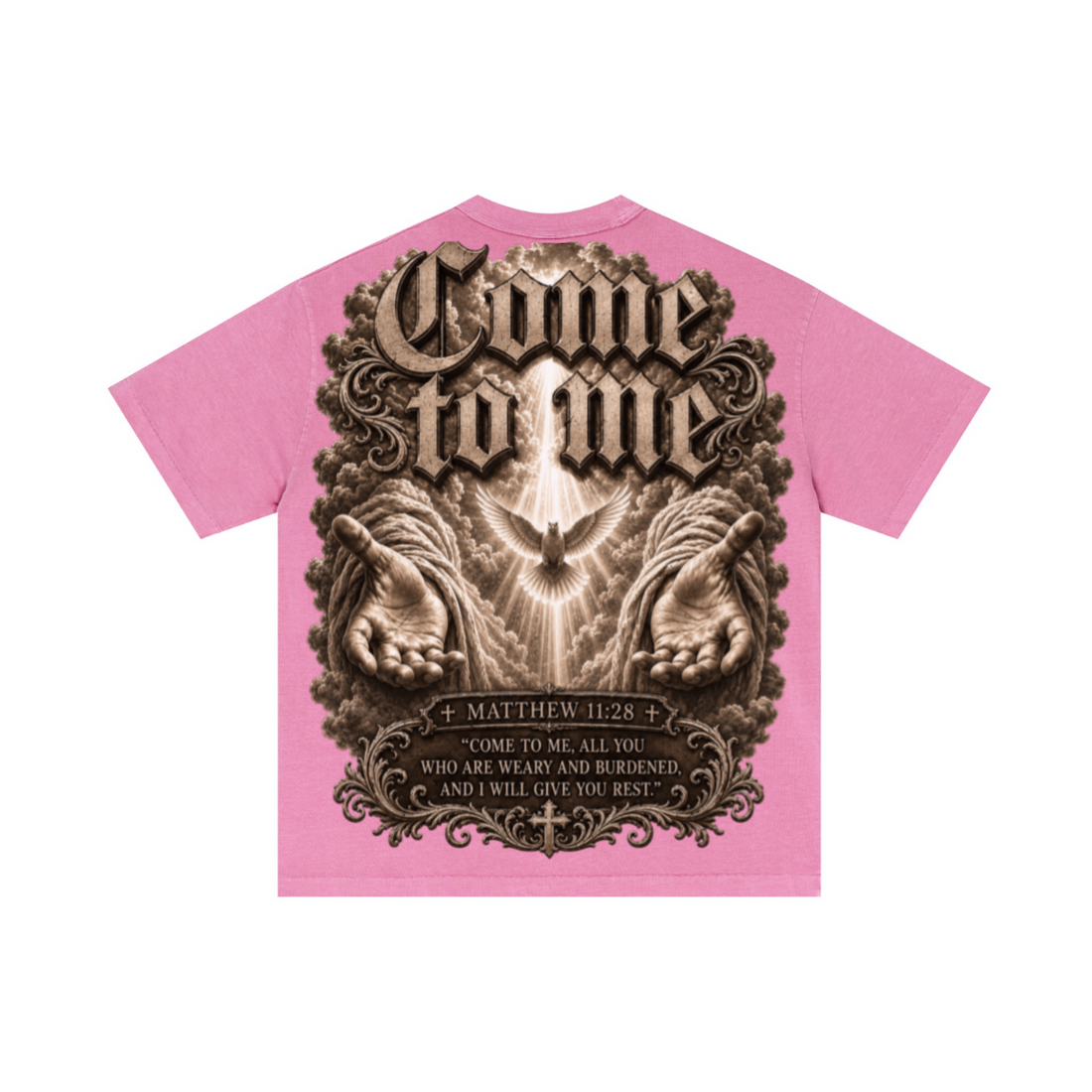 275GSM Unisex Double-Yarn 100% Cotton Plain-Wash T-shirt Rose Pink