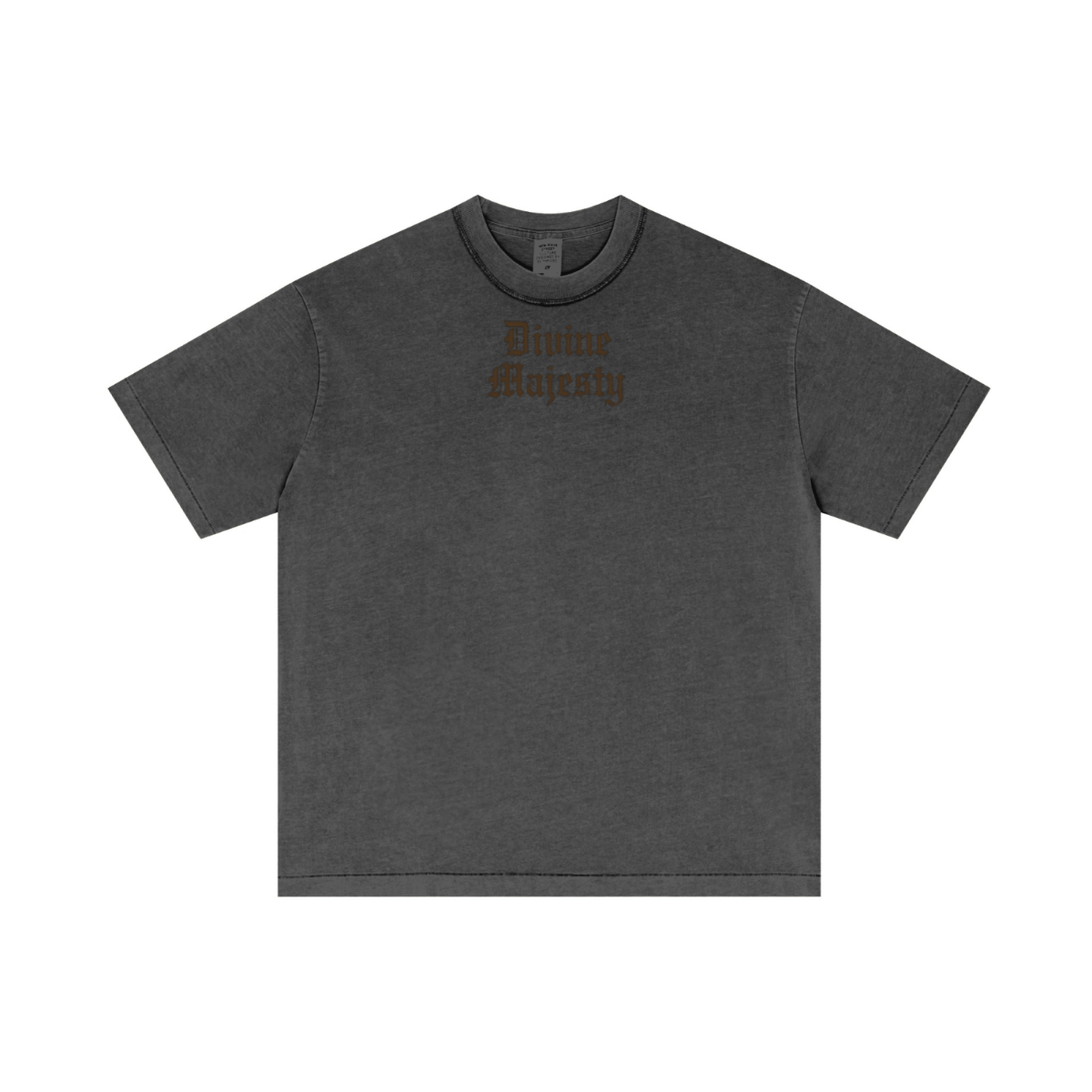 275GSM Unisex Double-Yarn 100% Cotton Plain-Wash T-shirt Dark Grey