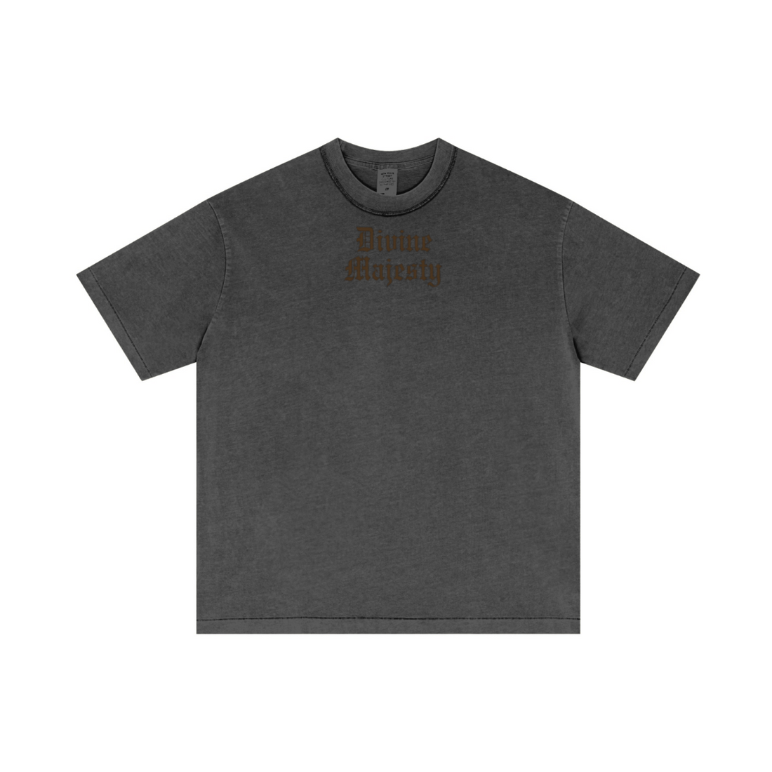 275GSM Unisex Double-Yarn 100% Cotton Plain-Wash T-shirt Dark Grey
